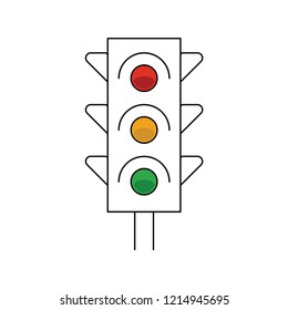 Traffic light icon. Red, yellow and green. Linear vector illustration.