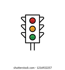 Traffic light icon. Red, yellow and green. Linear vector illustration.