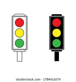 Icono de semáforo. Rojo, amarillo y verde. Ilustración vectorial lineal.