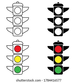 Traffic light icon. Red, yellow and green. Linear vector illustration.