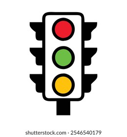 Traffic Light Icon with Red, Yellow, and Green Signals