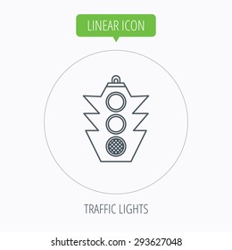 Traffic light icon. Safety direction regulate sign. Linear outline circle button. Vector