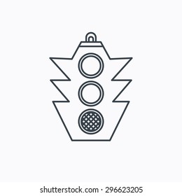 Traffic light icon. Safety direction regulate sign. Linear outline icon on white background. Vector