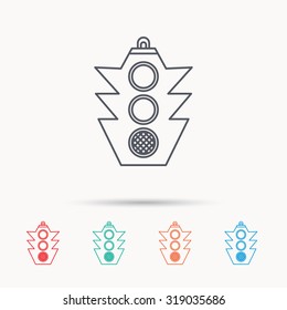Traffic light icon. Safety direction regulate sign. Linear icons on white background. Vector