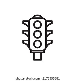 Traffic light icon, semaphore line icon, stop light and road navigation sign, black isolated on white background, vector illustration