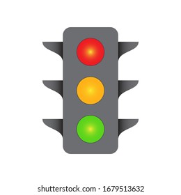 Traffic light icon, semaphore icon, stop light and road navigation sign, color isolated on white background, vector illustration.