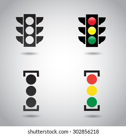 Traffic light - icon set. Vector art.