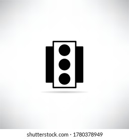 traffic light icon with shadow on gray background vector