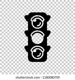 Traffic light icon. Sign of wait, yellow or ready. On transparent background.
