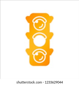 Traffic light icon. Sign of wait, yellow or ready. Orange sign with low light on white background