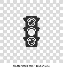 Traffic light icon. Sign of wait, yellow or ready. Black symbol on transparency grid