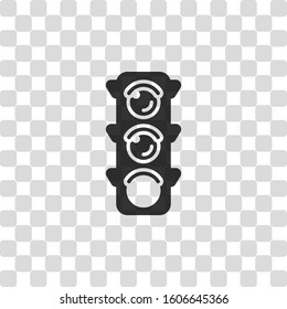 Traffic light icon. Sign of walk, green or go. Black symbol on transparency grid