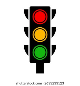 Ícone do semáforo. Sinal de trânsito. Sistema de regulação de rua isolado no fundo branco.