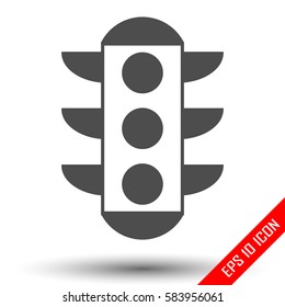 Traffic light icon. Simple flat logo of traffic light on white background. Vector illustration.