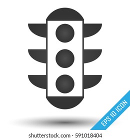 Traffic light icon. Simple flat logo of traffic light on white background. Vector illustration.