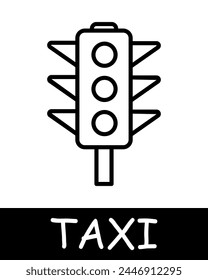 Traffic light icon. Simple geometric shapes, taxis, circles, silhouette, simplicity, convenience and efficiency in transportation. Concept of easy access to transportation services.