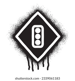 Traffic light icon stencil graffiti with black spray paint