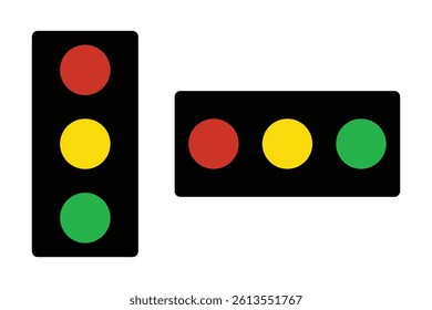 Traffic light icon, symbol with all three colors. Traffic light, vector illustration. 
