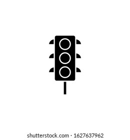 Traffic light icon symbol in black flat shape design isolated on white background