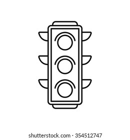 Traffic light icon in thin line style. Isolated vector illustration.