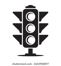 Traffic Light Icon Vector – Black Silhouette Road Signal Symbol