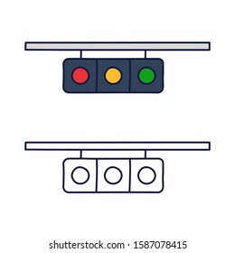 Traffic light icon vector from driving school collection in doodle style. Thin line traffic light outline icon vector illustration