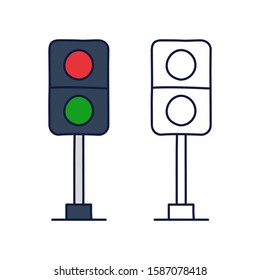 Traffic light icon vector from driving school collection in doodle style. Thin line traffic light outline icon vector illustration