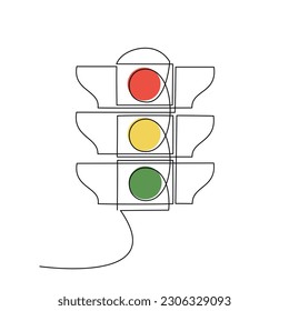 Traffic light icon vector one line continuous drawing. Minimal illustration. Hand drawn linear silhouette. Outline design, print, banner, card, brochure, poster, logo.