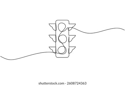 Traffic light icon vector one line continuous drawing, Light traffic one line continuous. Light traffic line art. Hand drawn vector art, Continuous one line drawing.