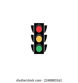 Traffic light icon vector, template. Control of transport movement on roadway horizontal poster. Highway code, road regulations, safety motion  background