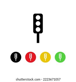traffic light icon, website icon, red, yellow, green, solid, black and white, element, symbol