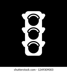 Traffic light icon. White icon on black background. Inversion