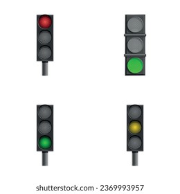 Traffic light icons set cartoon vector. Traffic regulation. Road safety