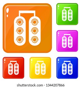 Traffic light icons set collection vector 6 color isolated on white background