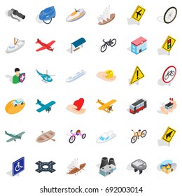 Traffic light icons set. Isometric style of 36 traffic light vector icons for web isolated on white background