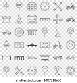 Traffic light icons set. Outline style of 36 traffic light vector icons for web for any design