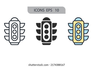 traffic light icons  symbol vector elements for infographic web