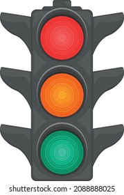 Traffic light. An illustration depicting a traffic light with round red, yellow and green lanterns. A device for regulating traffic. Vector illustration isolated on a white background