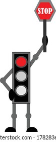 The traffic light illustration design is giving a stop sign