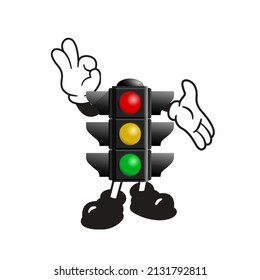 traffic light illustration design with hands and feet