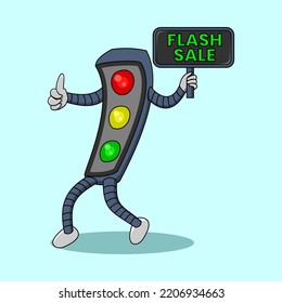 traffic light illustration, traffic light element, suitable for the needs of social media post elements, flyers, children's books and etc...