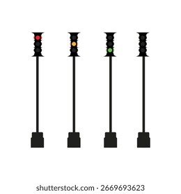 Traffic Light Illustration Set with Red Yellow Green and Off Scenes