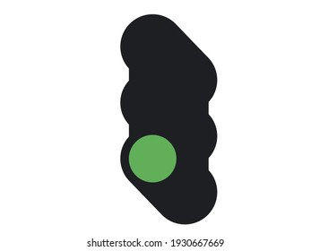 Traffic light illustration showing green light. Street traffic control lights. Object isolated on a white background. Minimalist style. Allowance concept, sign, symbol. Vector.