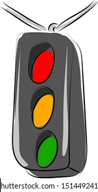 Luz de tráfico, ilustración, vector sobre fondo blanco.