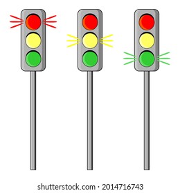 Ilustración de semáforo en vector. Regulador de tráfico.