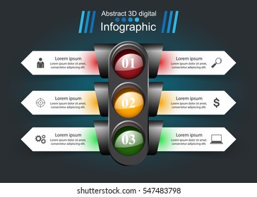 Traffic Light Infographic.  Business Icons.