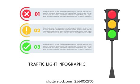 Traffic Light Infographic with Color-coded Signal Instructions Vector Illustration