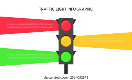 Traffic Light Infographic with Highlighted Color Bars Vector Illustration