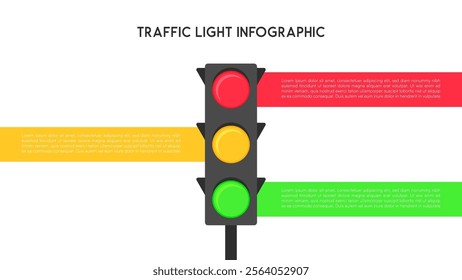 Traffic Light Infographic with Highlighted Color Bars Vector Illustration