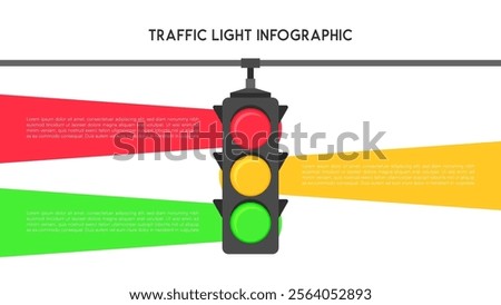 Traffic Light Infographic with Highlighted Color Bars Vector Illustration